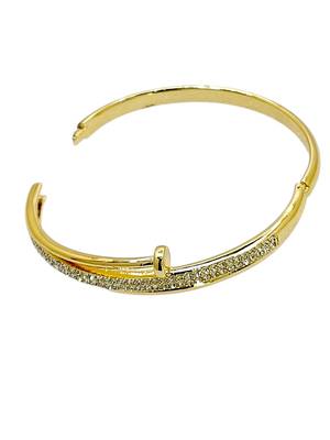 Gold plated anti tarnish cz nail design bracelet 4