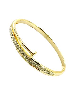 Gold plated anti tarnish cz nail design bracelet 5