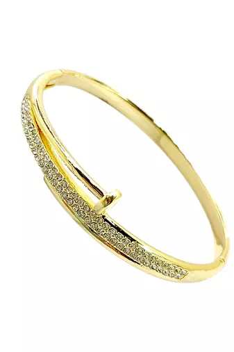 Gold plated anti tarnish cz nail design bracelet