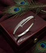 Silver plated anti tarnish cz nail design bracelet