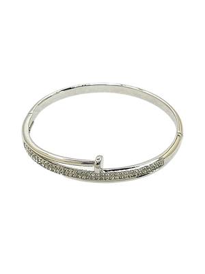 Silver plated anti tarnish cz nail design bracelet 2