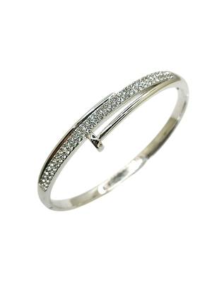 Silver plated anti tarnish cz nail design bracelet 4