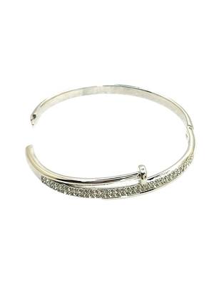 Silver plated anti tarnish cz nail design bracelet 5