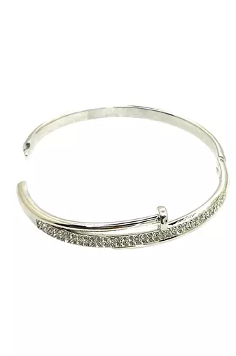 Silver plated anti tarnish cz nail design bracelet