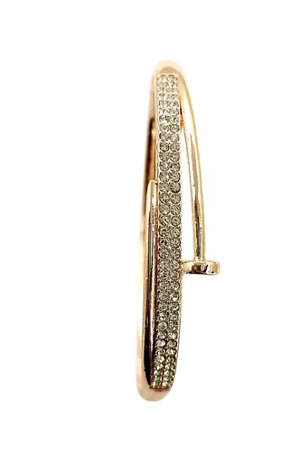 Rose gold plated anti tarnish cz nail design bracelet