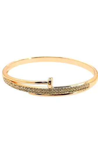 Rose gold plated anti tarnish cz nail design bracelet