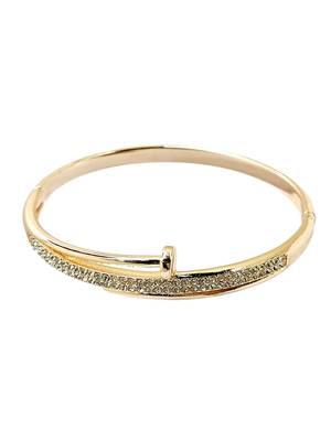 Rose gold plated anti tarnish cz nail design bracelet 5