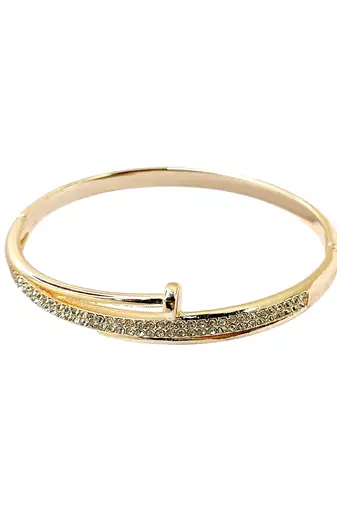 Rose gold plated anti tarnish cz nail design bracelet