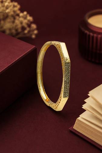 Gold plated octagonal anti tarnish cz  bracelet