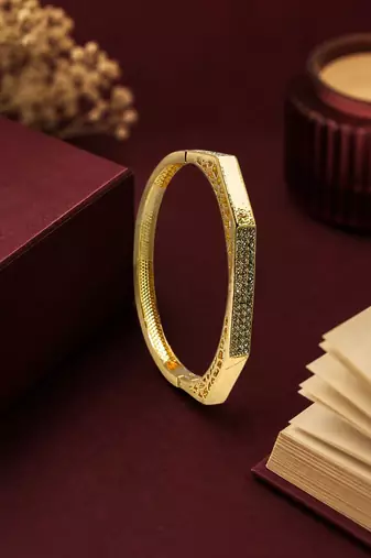 Gold plated octagonal anti tarnish cz  bracelet