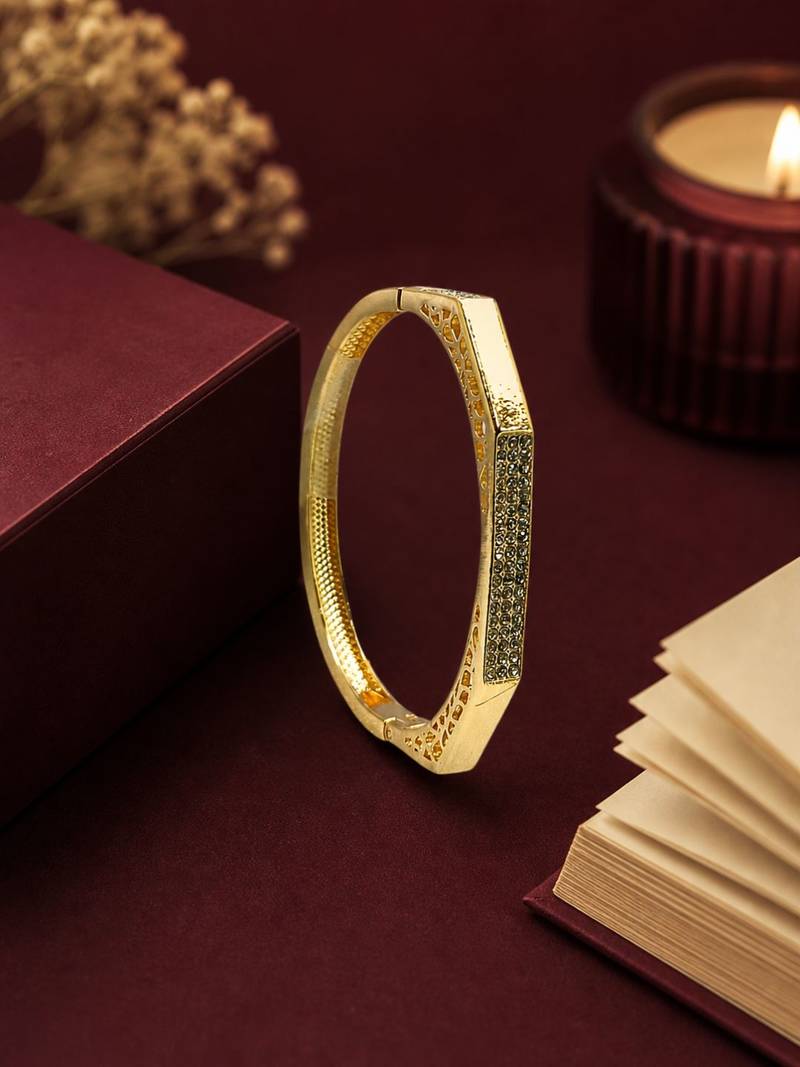Gold plated octagonal anti tarnish cz  bracelet