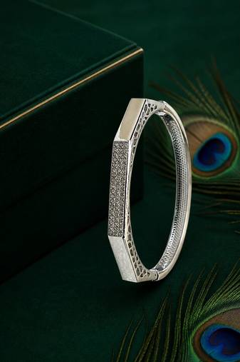 Silver plated octagonal anti tarnish cz  bracelet