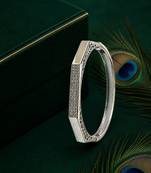 Silver plated octagonal anti tarnish cz  bracelet