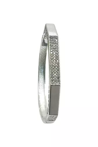 Silver plated octagonal anti tarnish cz  bracelet