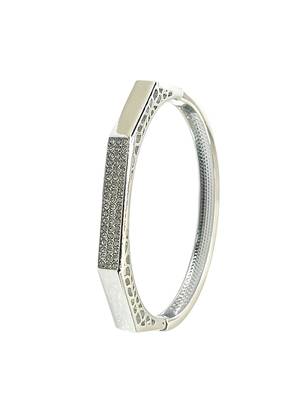 Silver plated octagonal anti tarnish cz  bracelet 5