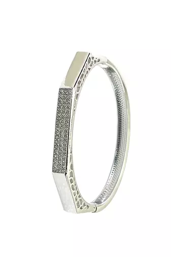 Silver plated octagonal anti tarnish cz  bracelet