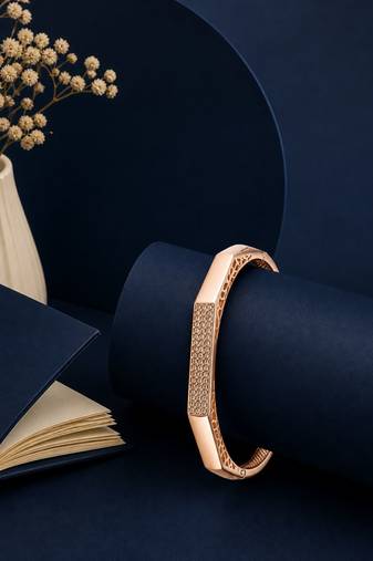 Rose gold plated octagonal anti tarnish cz  bracelet