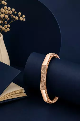 Rose gold plated octagonal anti tarnish cz  bracelet