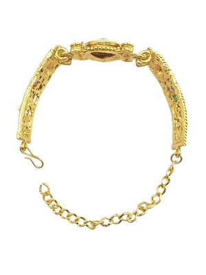 Gold plated kundan rajwadi adjustable bracelet 4