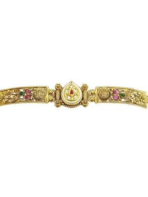 Gold plated kundan rajwadi adjustable bracelet 5