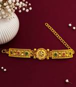 Gold plated kundan elegant adjustable bracelet