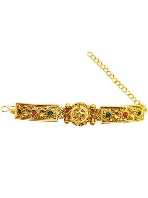 Gold plated kundan elegant adjustable bracelet 2