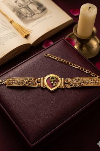 Gold plated heritage drop design adjustable bracelet