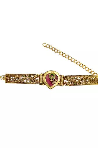 Gold plated heritage drop design adjustable bracelet