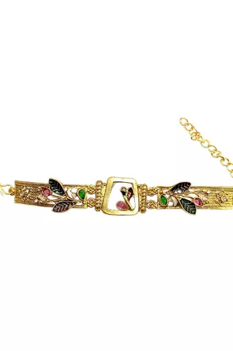 Gold plated heritage rajwadi adjustable bracelet