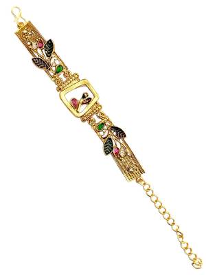 Gold plated heritage rajwadi adjustable bracelet 3