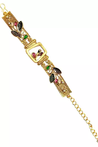 Gold plated heritage rajwadi adjustable bracelet