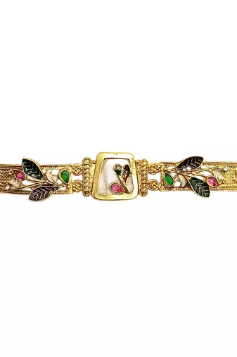 Gold plated heritage rajwadi adjustable bracelet