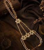 Gold plated kundan floral hathphool ring bracelet