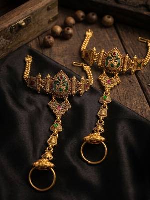Set of 2 heritage design adjustable hathphool ring bracelet 1