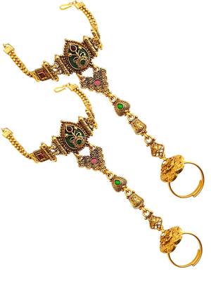 Set of 2 heritage design adjustable hathphool ring bracelet 4