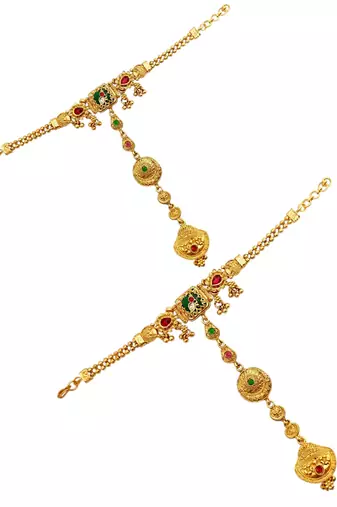 Set of 2 heritage design adjustable hathphool ring bracelet
