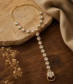 Gold plated kundan hathphool ring bracelet