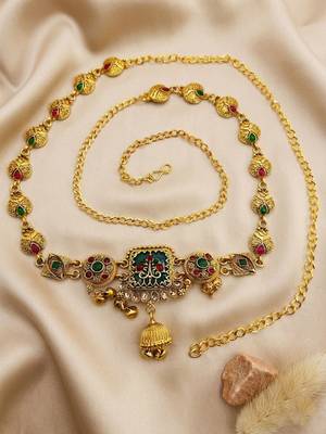 Gold plated heritage enamel waist chain kamarbandh 1