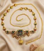 Gold plated heritage enamel waist chain kamarbandh