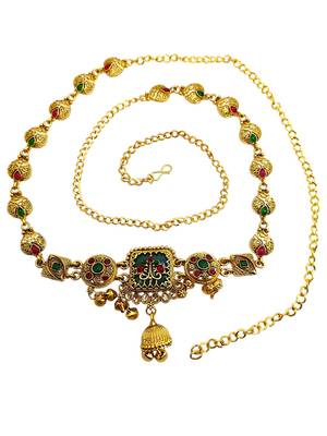 Gold plated heritage enamel waist chain kamarbandh 2