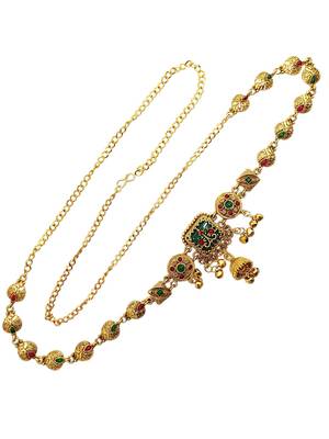 Gold plated heritage enamel waist chain kamarbandh 3