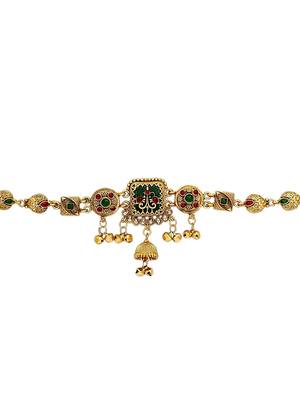 Gold plated heritage enamel waist chain kamarbandh 4