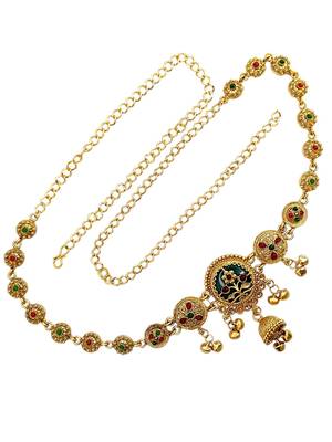 Gold plated heritage meenakari waist chain kamarbandh 3