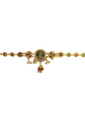 Gold plated heritage meenakari waist chain kamarbandh 4