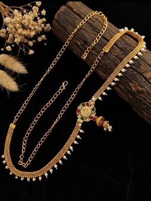 Gold plated kundan beads waist chain kamarbandh 1