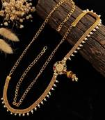 Gold plated kundan beads waist chain kamarbandh