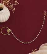 Gold plated beaded pressing nose ring with chain