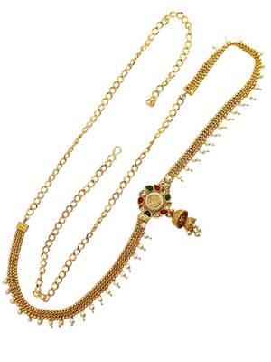 Gold plated kundan beads waist chain kamarbandh 3