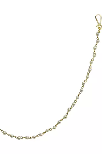 Gold plated beaded pressing nose ring with chain