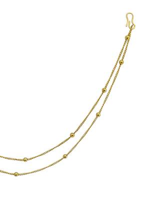 Gold plated american diamond nose ring with chain 4